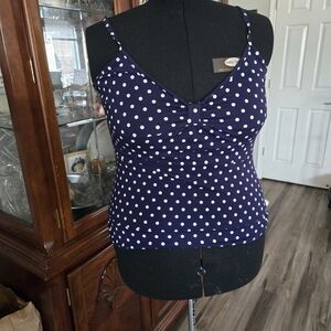 Xhilaration Navy Polka Dot Tank Top